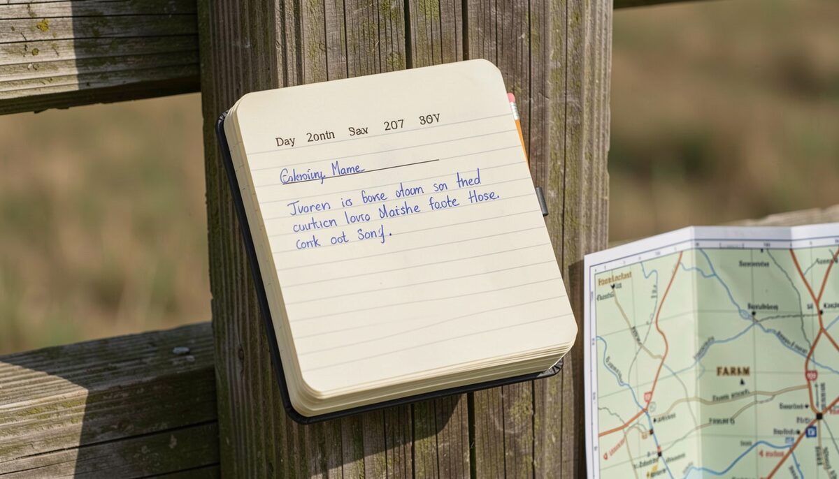 A dated and signed page in a field notebook. Illustrative image, generated with AI.