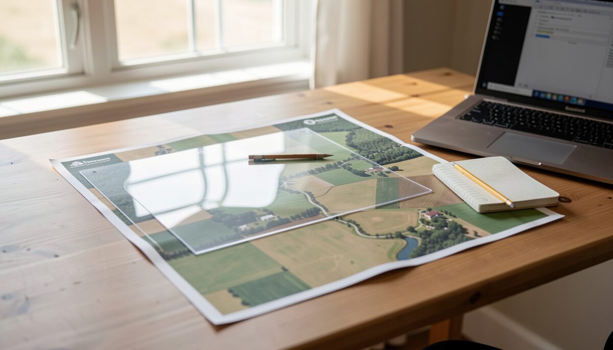 A base map on the desk with a handwritten overlay, the everyday version of mapping clearly. Illustrative image, generated with AI.